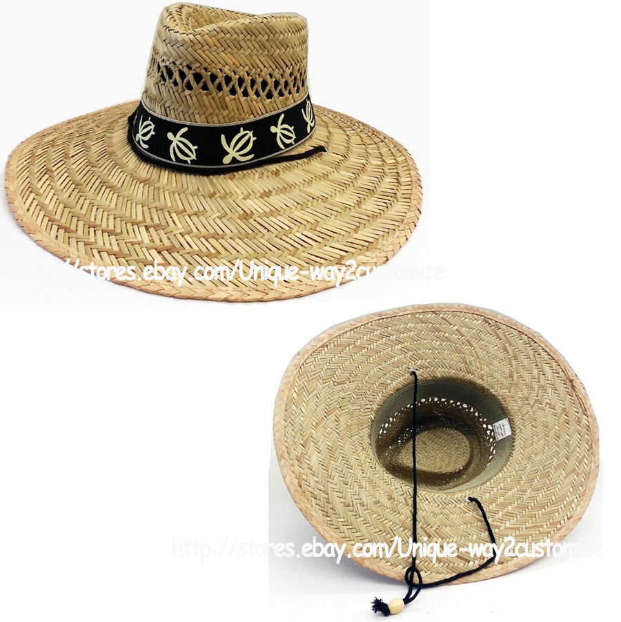 100% Straw Hat Turtle Band Convenient for Beach Gardening Farming Sun Protection