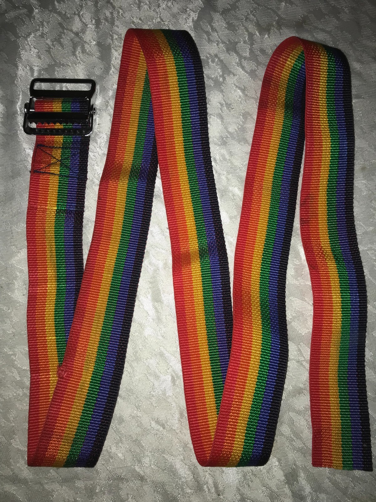 Rare AMERICAN TOURISTER Luggage RAINBOW Colorful STRAP Metal BUCKLE 75" Long EUC