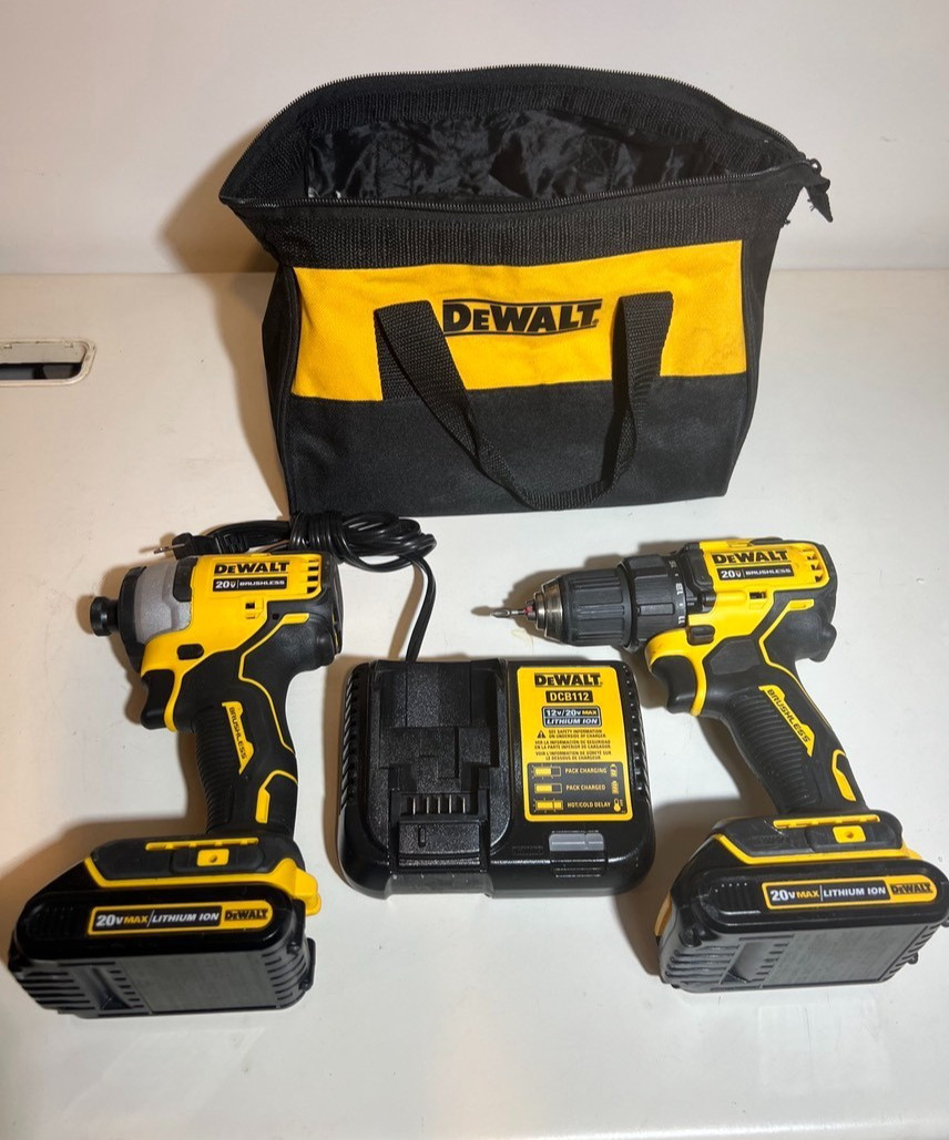 Dewalt ATOMIC 20V Brushless Compact Drill & 1/4" Hex Impact Kit DCK278C2