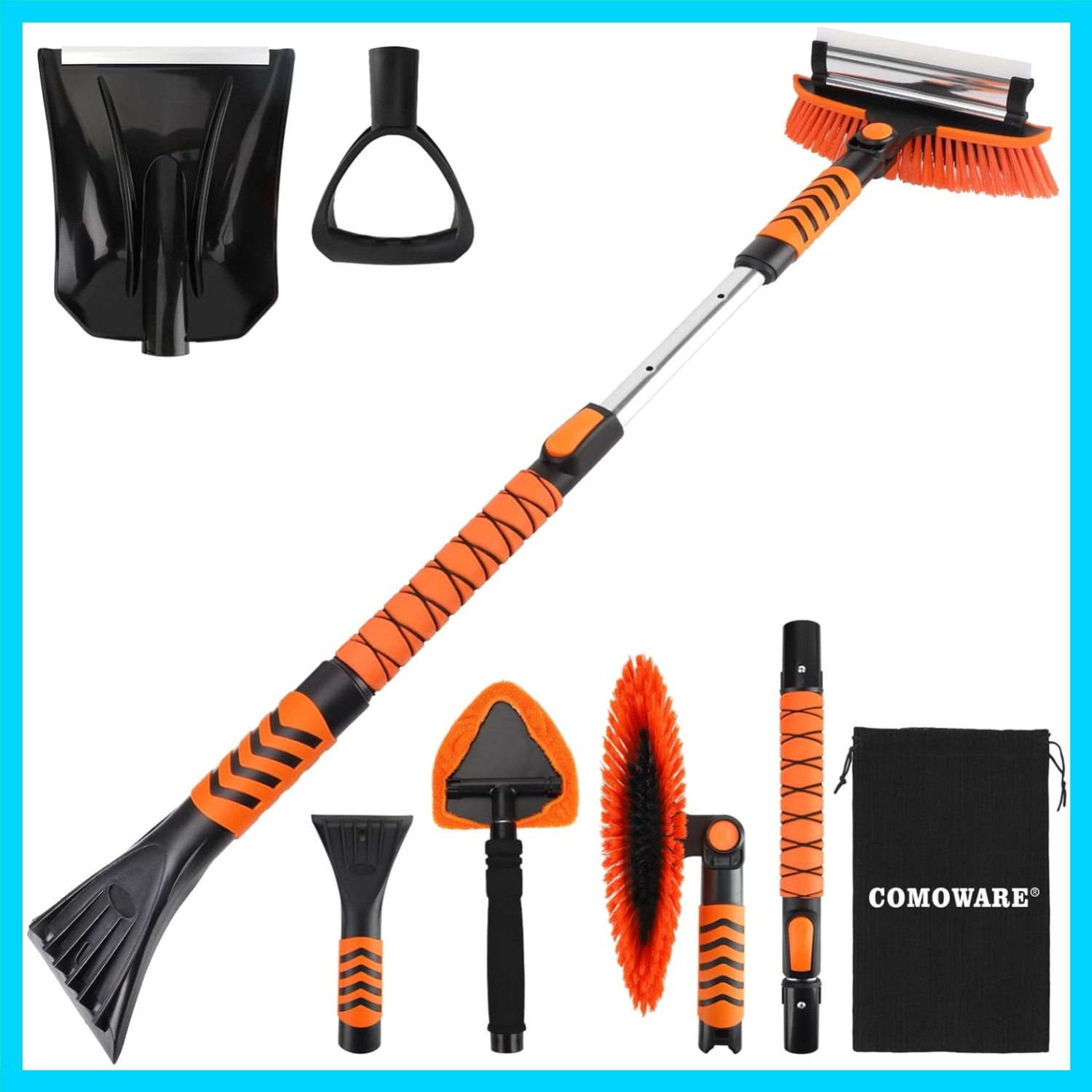Extendable for Car, Ice Scrapers for Car Windshield Combo Kit with 270° Pivot...
