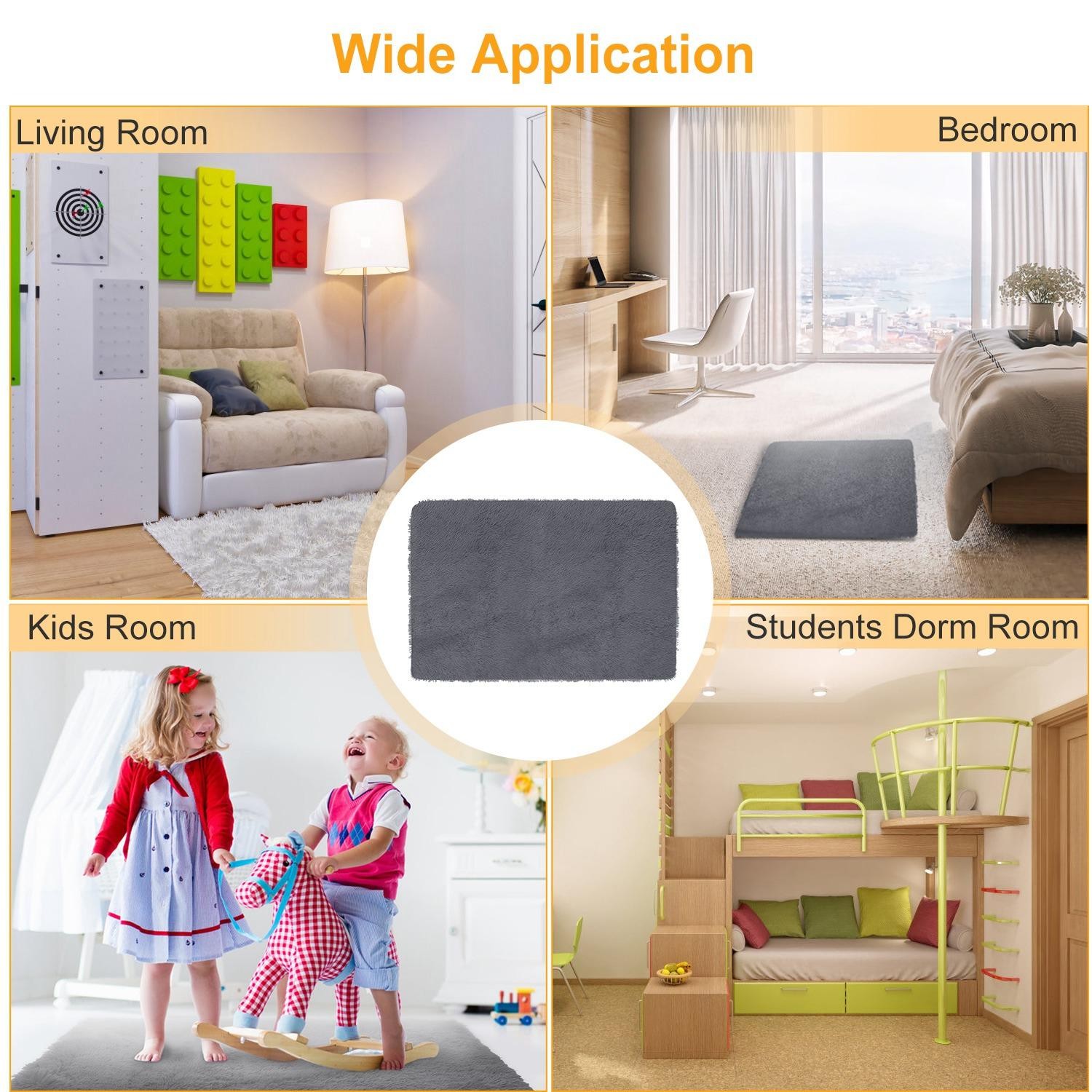 Fluffy Bedroom Rug 4’ x 2.6’ Anti-Skid Shaggy Area Rug Decorative Floor Carpet
