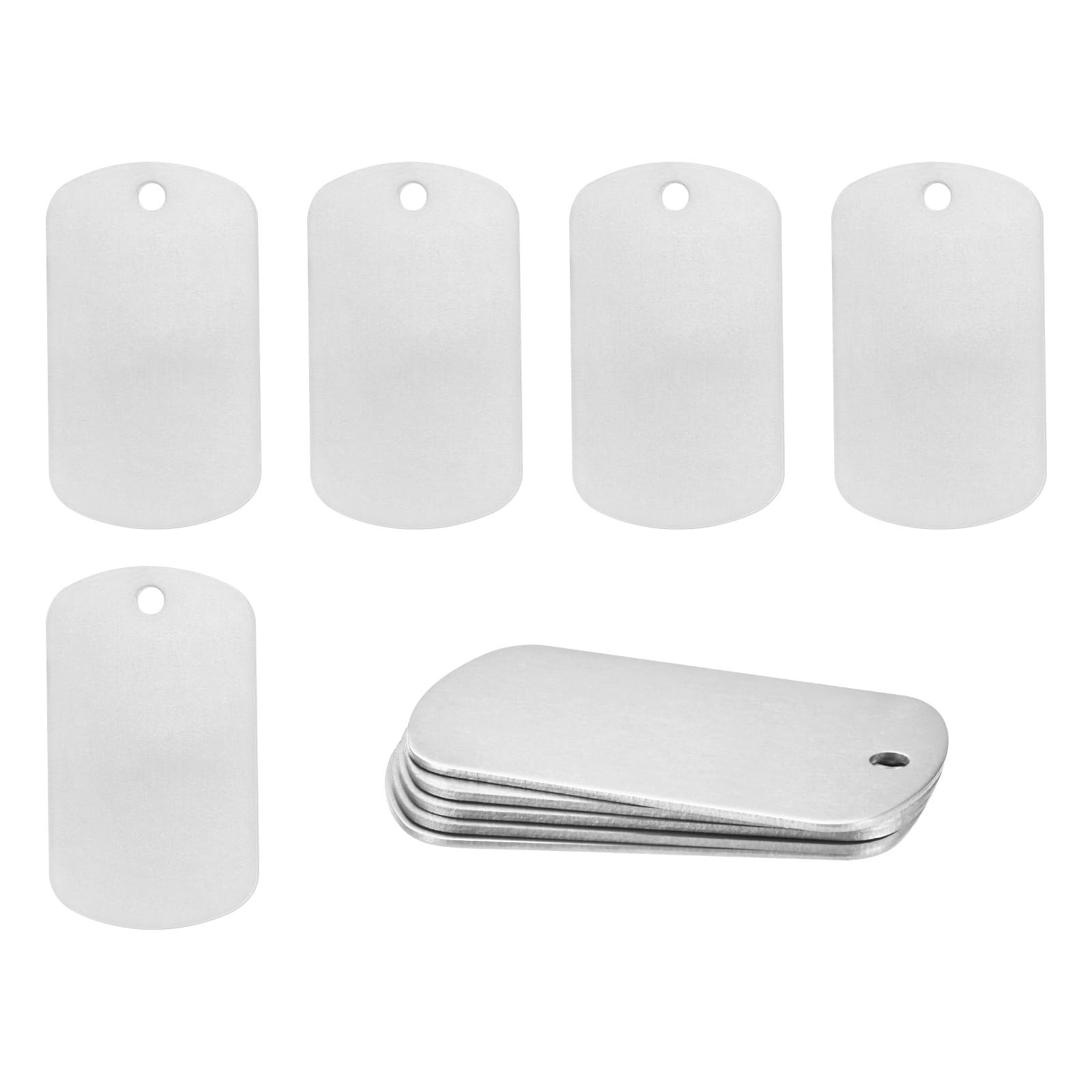 M METERXITY 10-Pack Blank Dog Tags, 2" x 1.18" x 0.04"(l x W x t) Silver