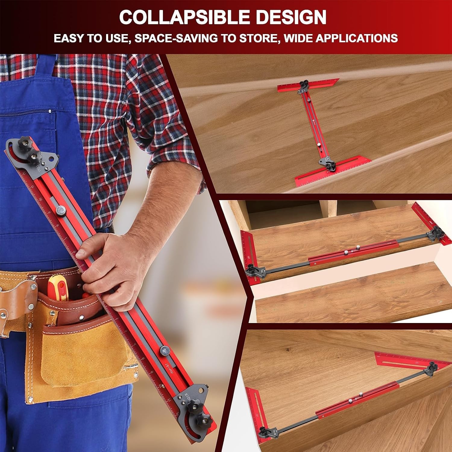 Precision Adjustable Stair Tread Template Tool 23" to 64.2" for Woodworking