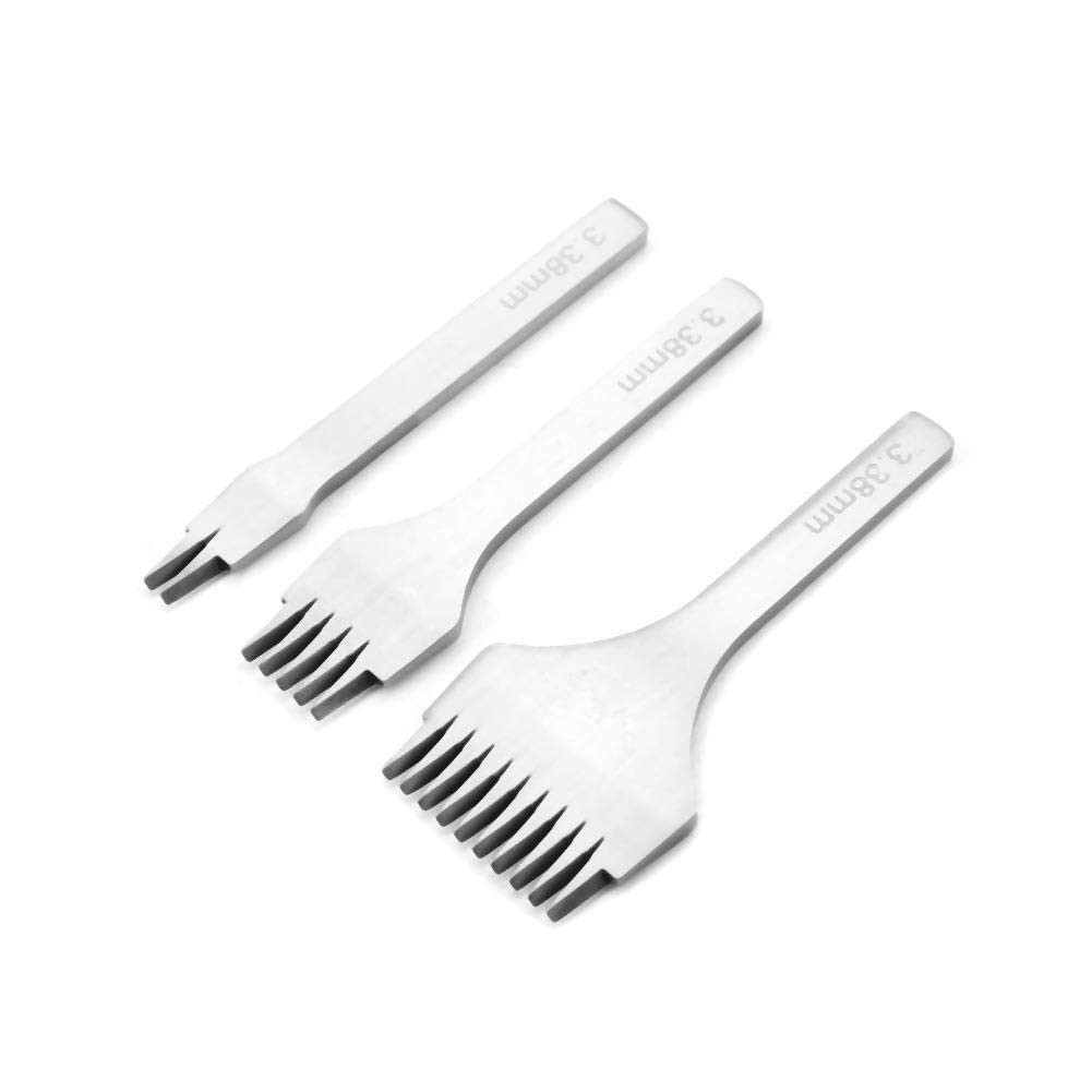 Punch Prong Tool, Professional Leather Craft 2/5/10 Prong French Angled Chise...