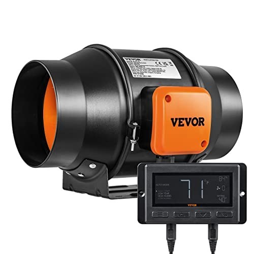 VEVOR 6-Inch Inline Duct Fan 402 CFM with Temperature Humidity Controller