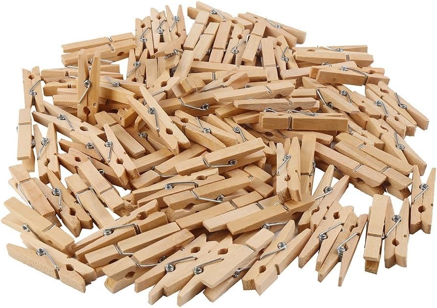 100 Pack Clothes Pins Laundry Natural Wooden Spring Loaded Strong Heavy Duty New