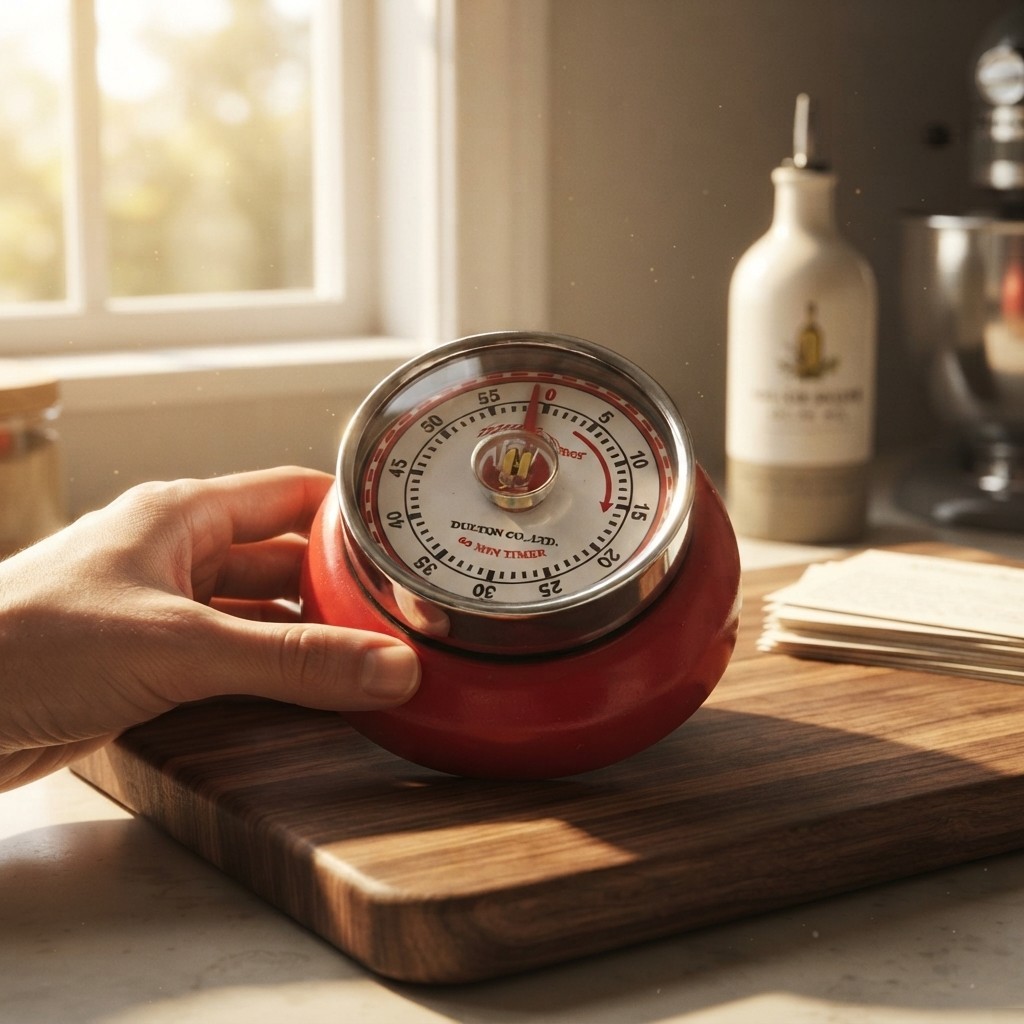 Compact Mechanical Kitchen Timer - 2.75-Inch Red Retro Style with Magnet