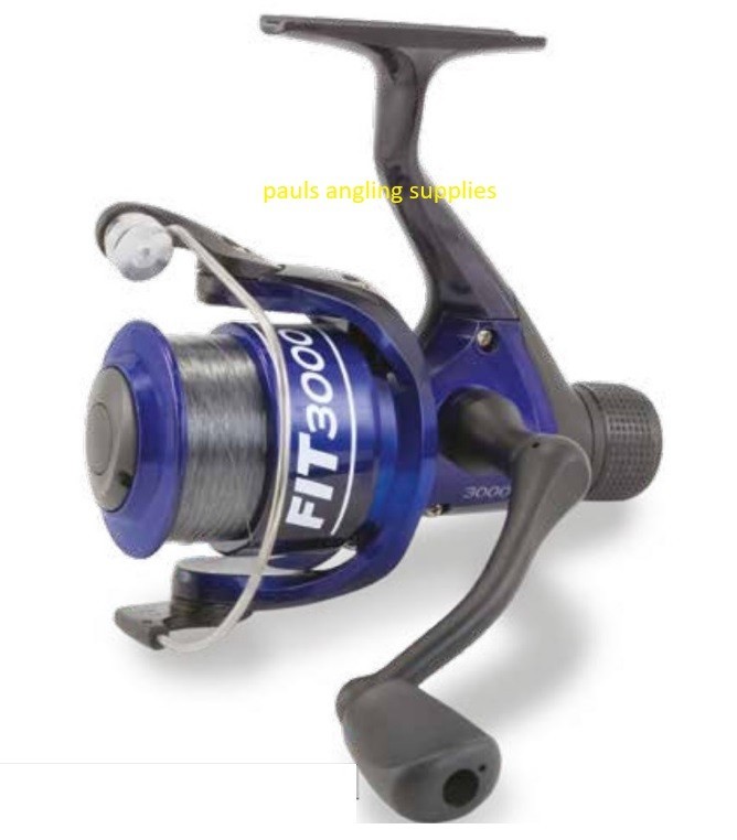 Fit Match Fishing Rear Drag Reel with Line Fitted for Fishing Rod Blue