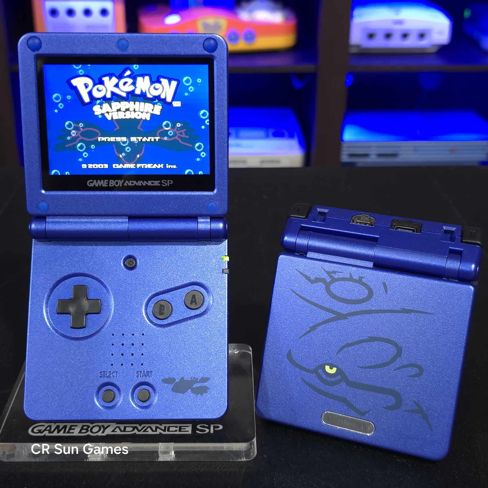 Blue Nintendo Game Boy Advance GBA SP IPS V2 And Usb-C - Kyogre