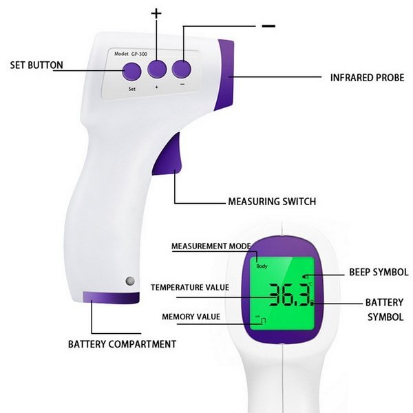 Digital LCD Infrared Thermometer Non-contact Forehead Baby Adult Temperature Gun