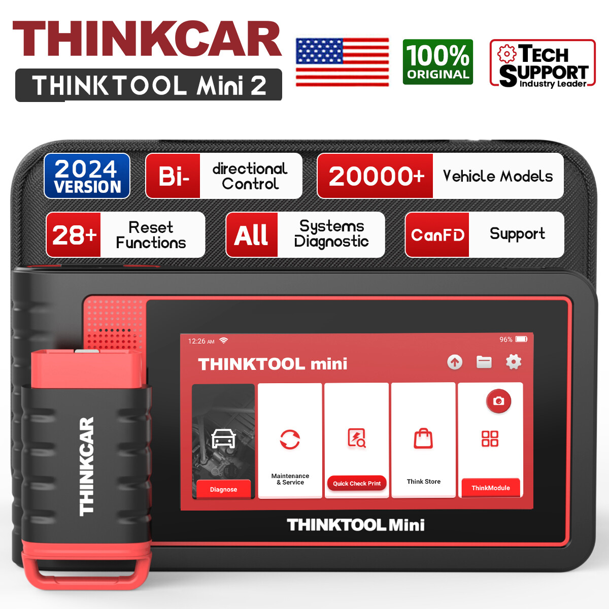 Thinktool Mini 2 OBD2 Auto Diagnostic Scanner Tool All System E.CU Coding CANFD