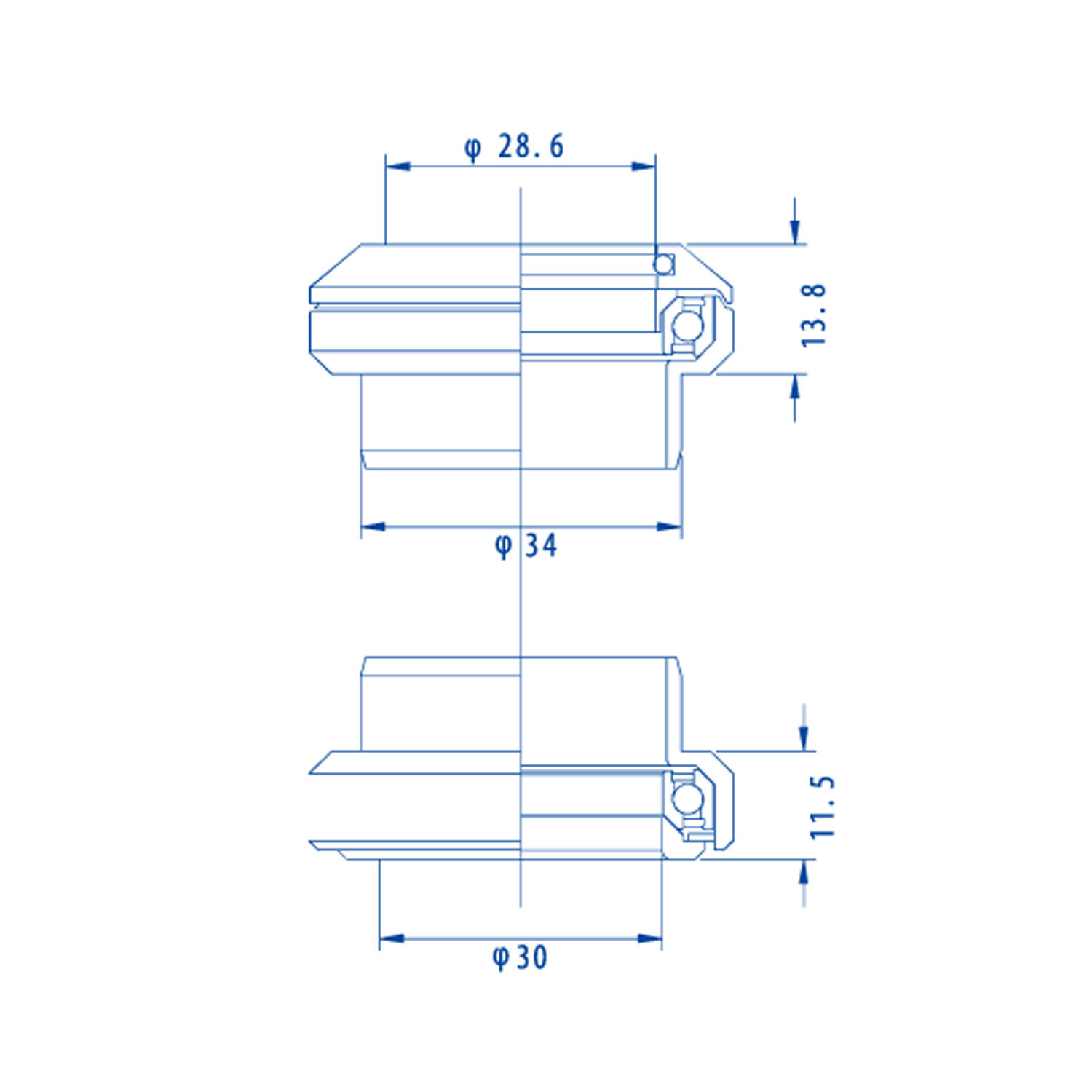 Tange Seiki Technoglide J-27 1-1/8" Threadless Headset with Top Cap ,SR