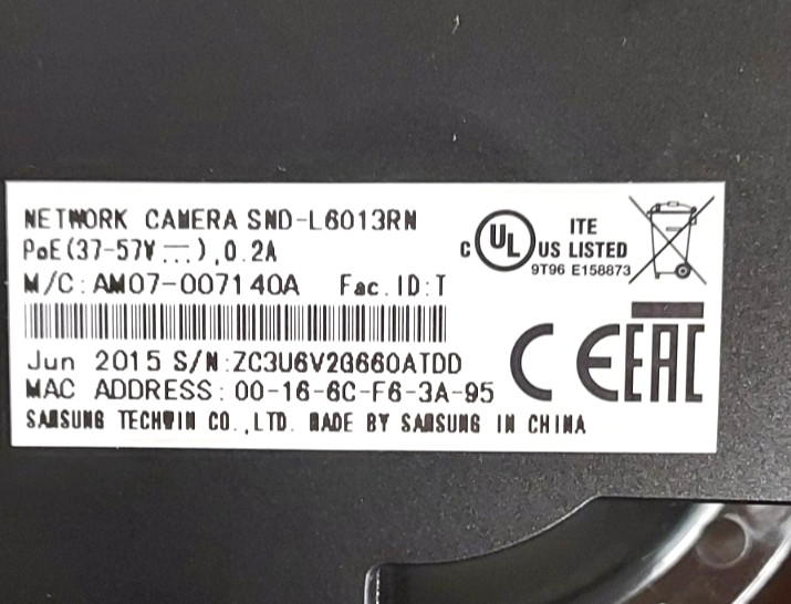 Samsung SND-L6013R Network IR Dome Camera 2MP NEW