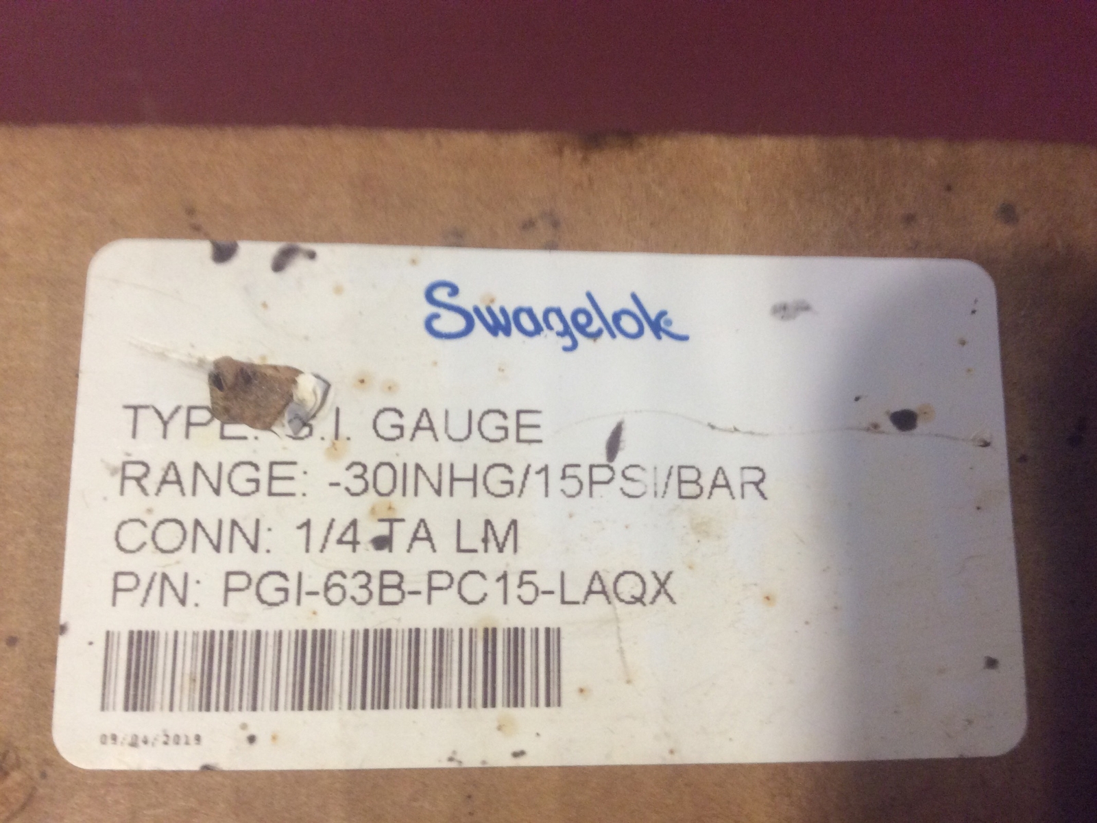 Swagelok PGI-63B-PC15-LAOX G. I. Guage -30inhg/15 Psi