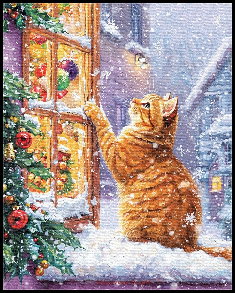 Christmas Visitor 3 DIY Chart Counted Cross Stitch Patterns Needlework DMC Color
