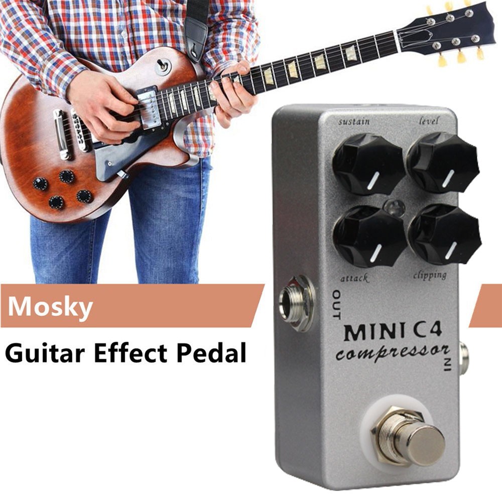 MOSKYAudio Mini C4 Compressor Guitar Effect Pedal True Bypass 4 Functional Knob