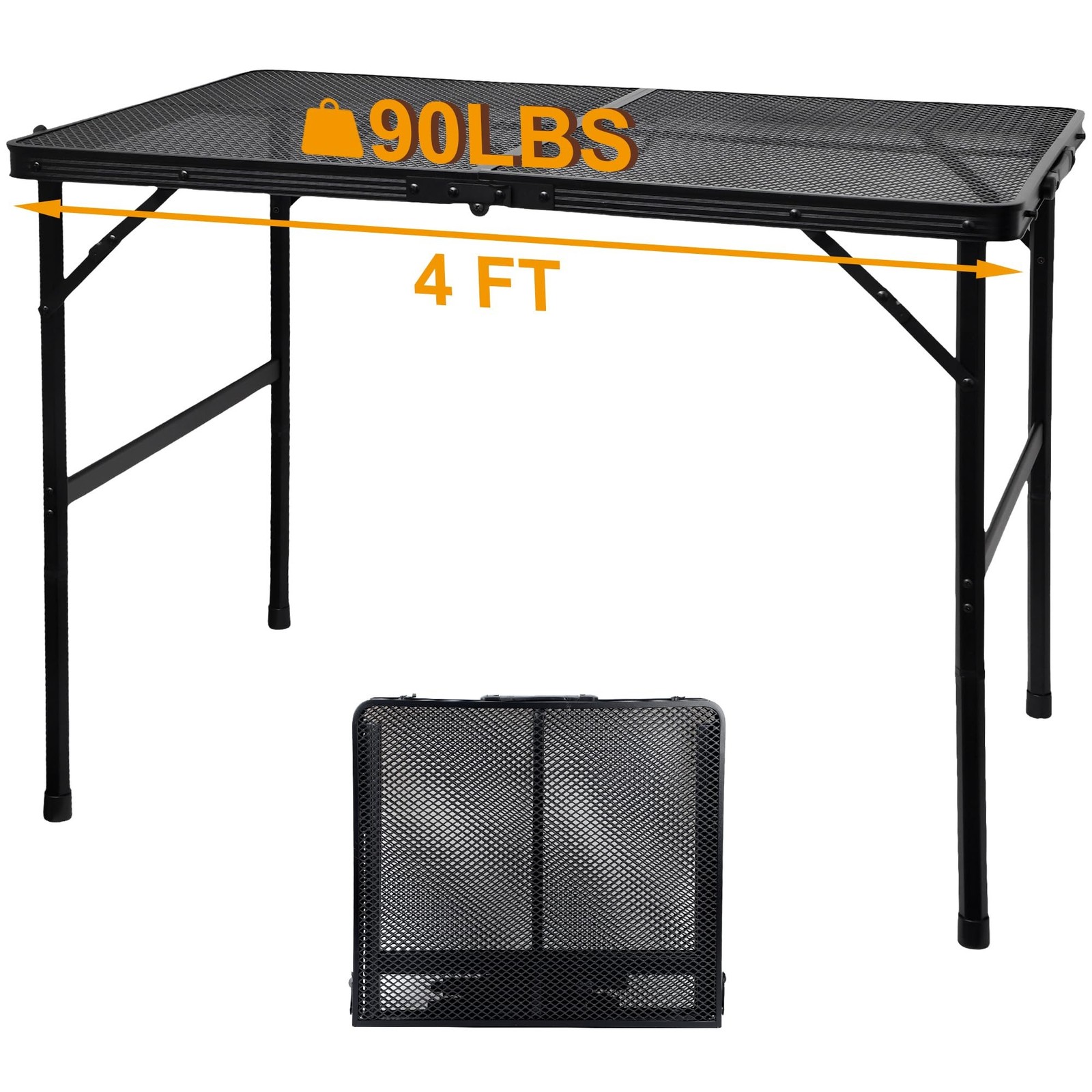 Camping Table with Mesh Desktop, Lightweight & Portable Folding Grill Table, ...