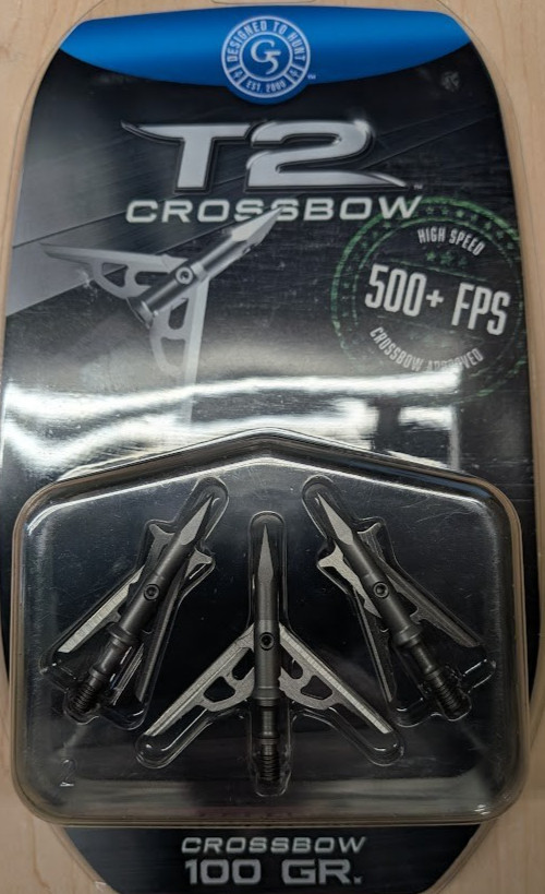 @NEW@ 1- 3pk. G5 T2 2-Blade Crossbow 100 Broadheads! 2" cut #745