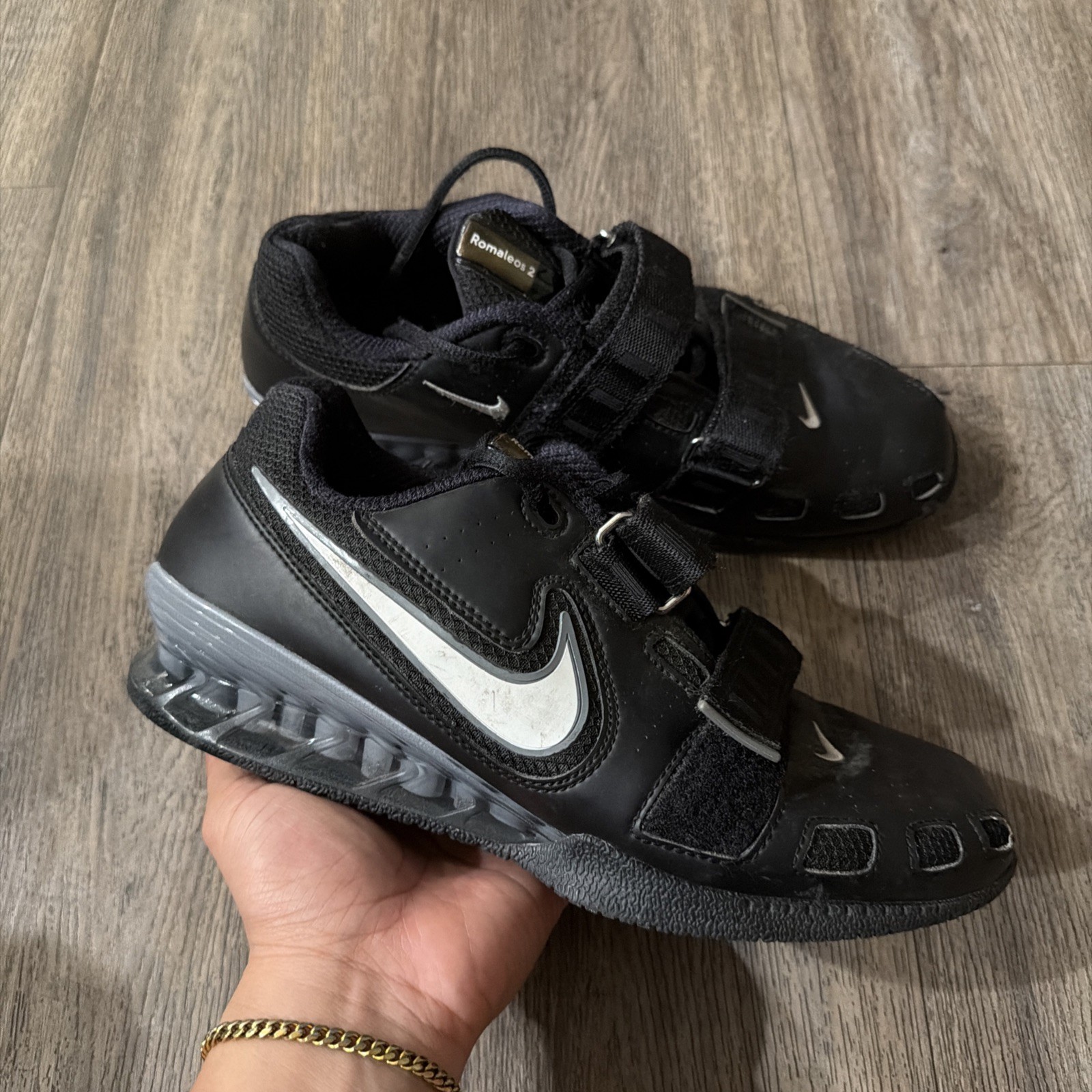 Nike Mens Romaleos 2 476927-010 Black Leather Weightlifting Shoes Men’s US 8.5