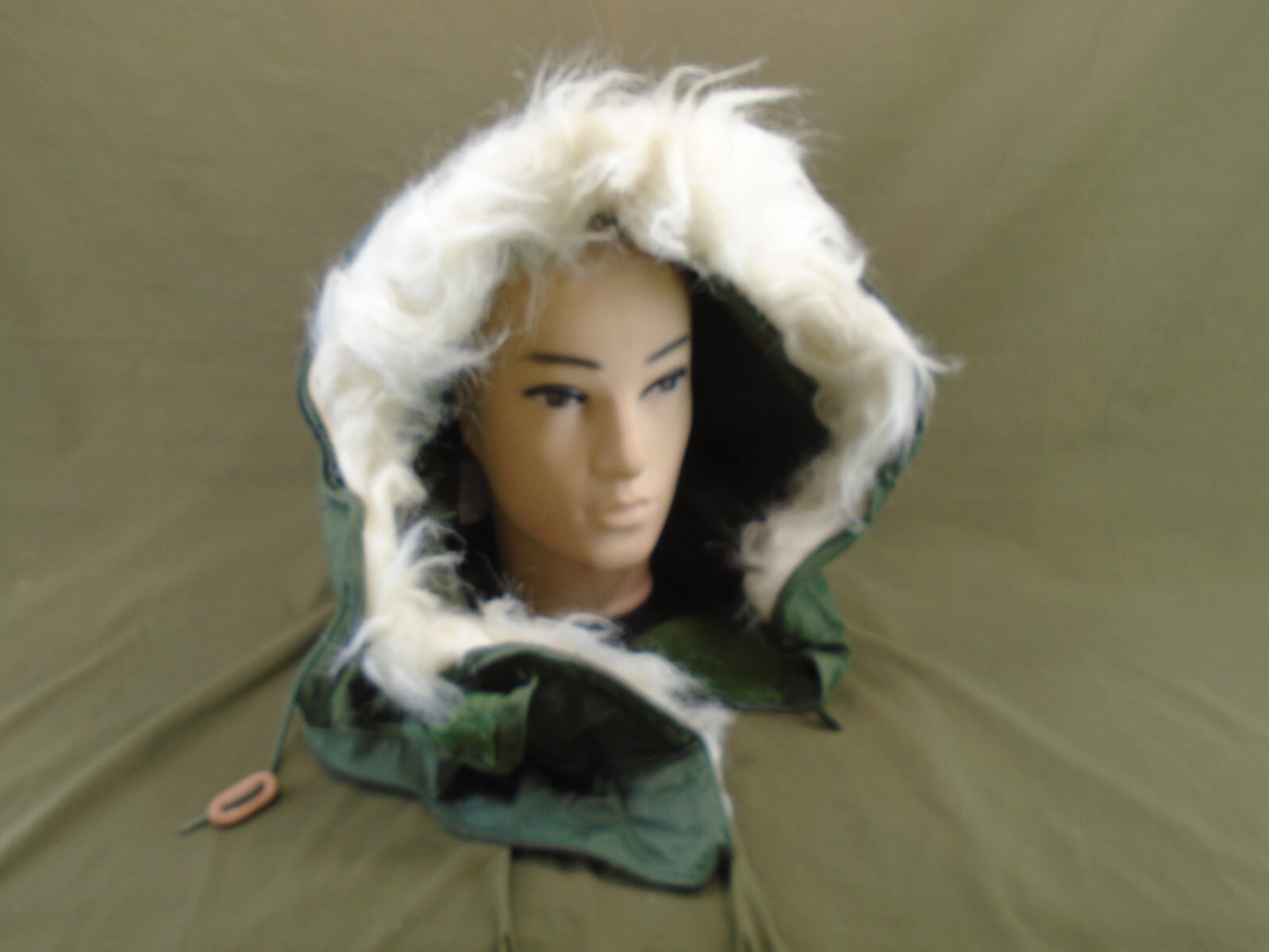 US Military Army Winter Hood Cold Weather w Fur Ruff OG-107 Green 1977 New 227-I