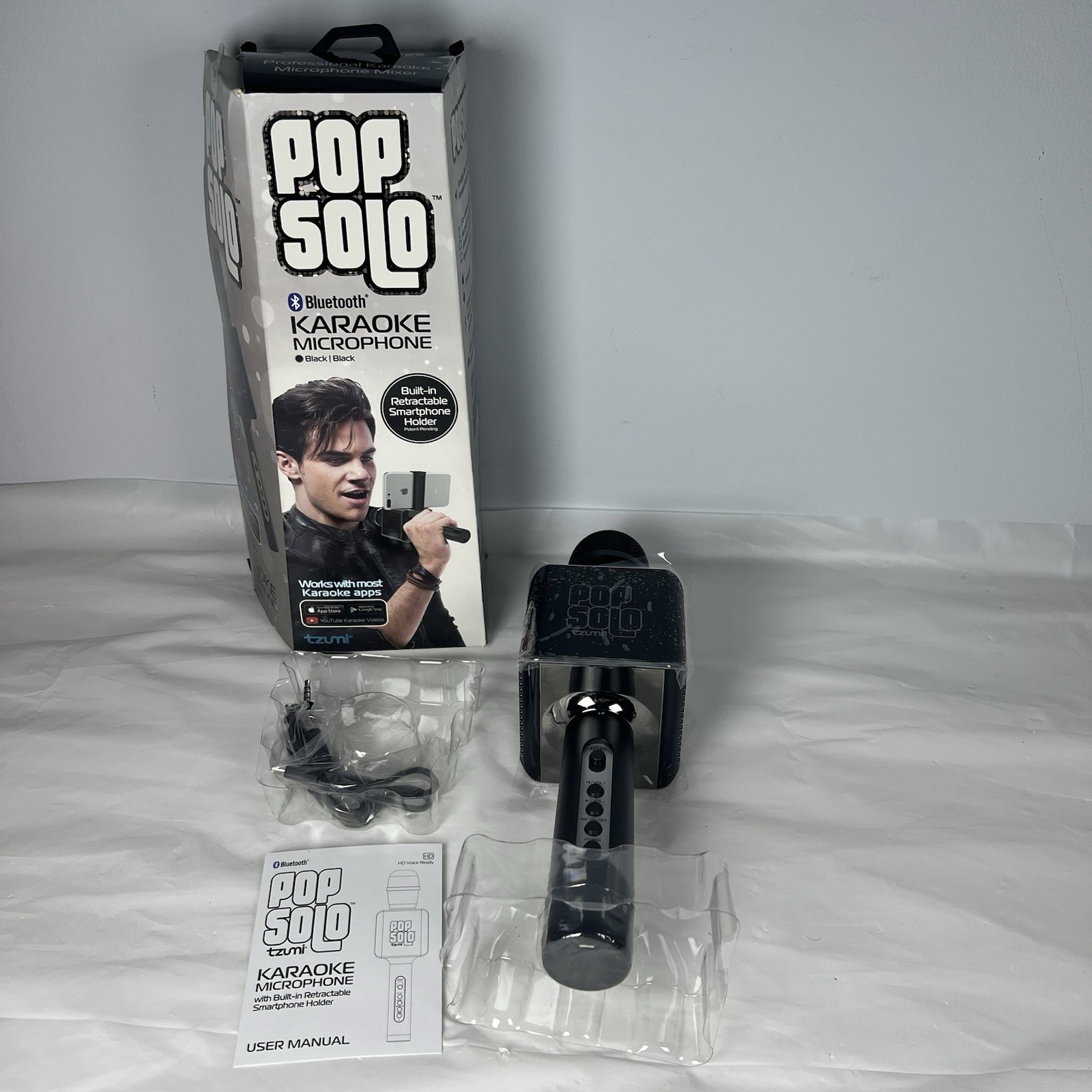 Pop Solo Karaoke Microphone & Speaker Bluetooth  Smartphone Holder