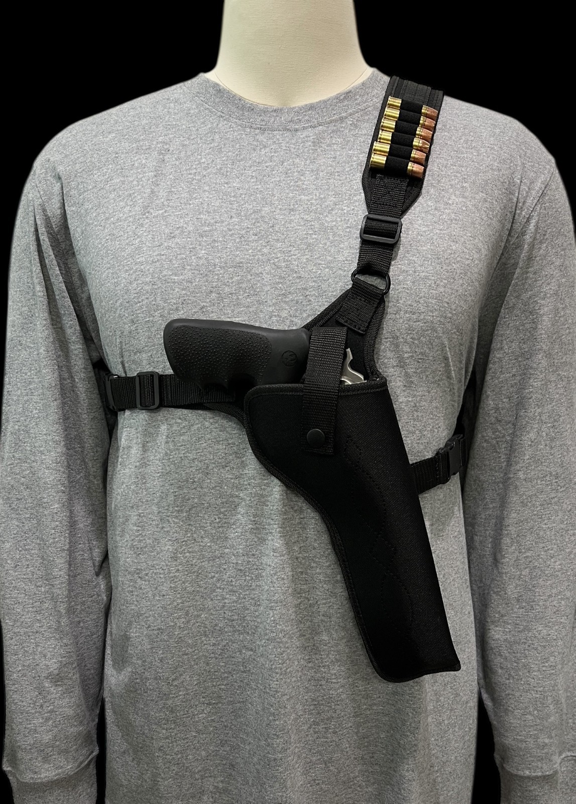 For 10.5" RUGER SUPER BLACKHAWK, Right Hand CHEST Holster with Ammo Loops