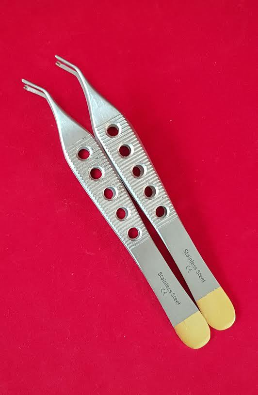 2 O.R PCS ADSON TISSUE1X2 MICRO PLASTIC SURGERY FORCEP INSTRUMENTS W/GOLD HANDLE