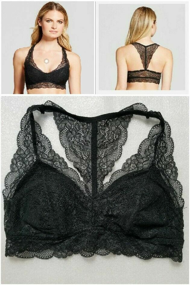 Gilligan O'Malley Womens black Lace Racerback Bra Bralette small