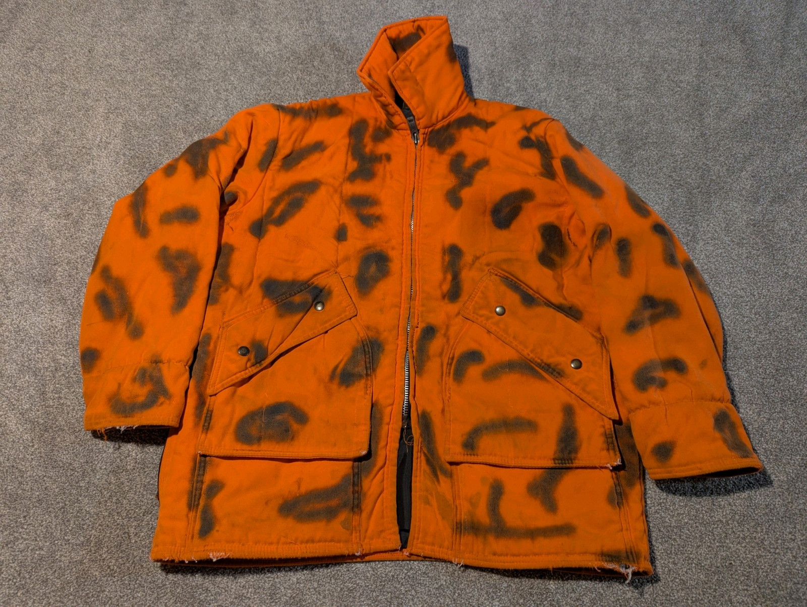 Vintage Saftbak Jacket Mens Large Blaze Orange Camo Camouflage Hunting Coat