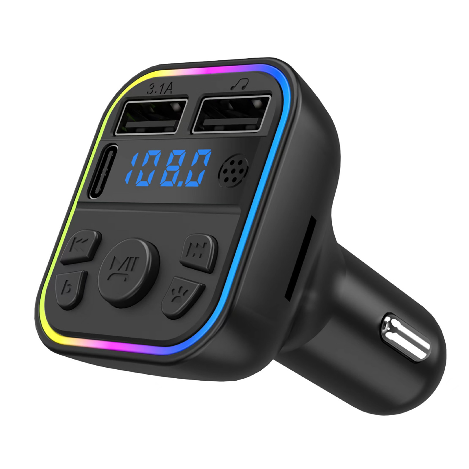 Car FM Transmitter Adapter Radio MP3 Player Type-C Dual USB Fast Charger