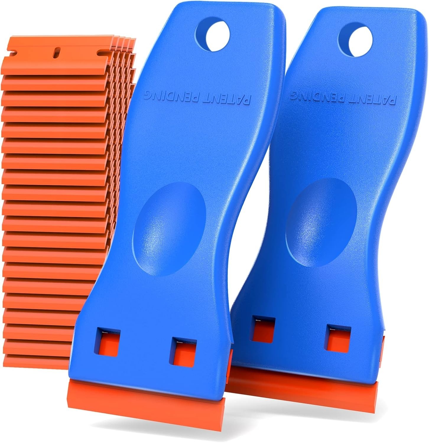 Multi-Purpose Plastic Razor Blade Scraper Kit - 100 No Scratch Blades Included