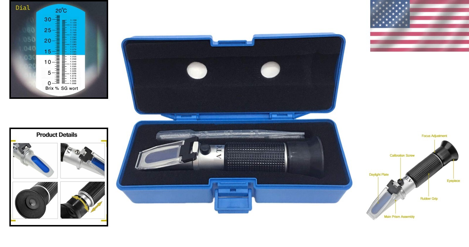 Brix Refractometer with ATC - Accurate Dual Scale Hydrometer for Homebrewing