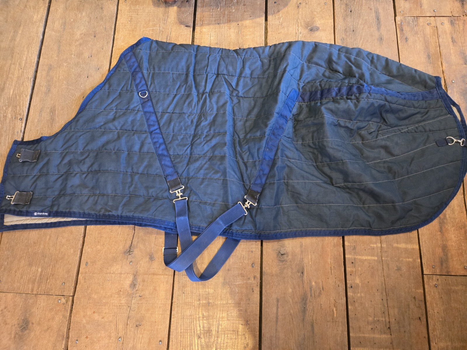 Triple Crown  Horse STABLE BLANKET 78" Navy w/Grey  Trim