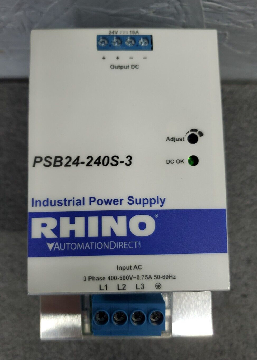 RHINO PSB24-240S-3 Industrial Power Supply 24 VDC @ 10A/240W