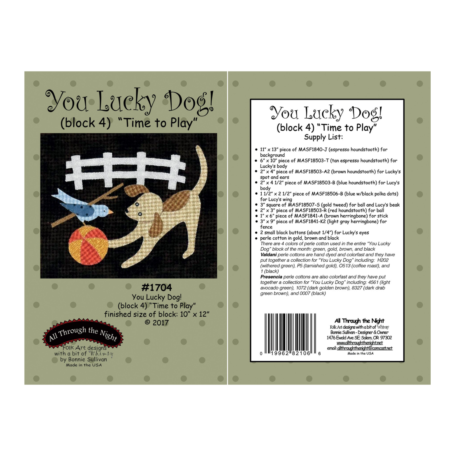 You Lucky Dog! Woolies Applique COMPLETE Quilt Pattern Set of 11 (NOT KIT)