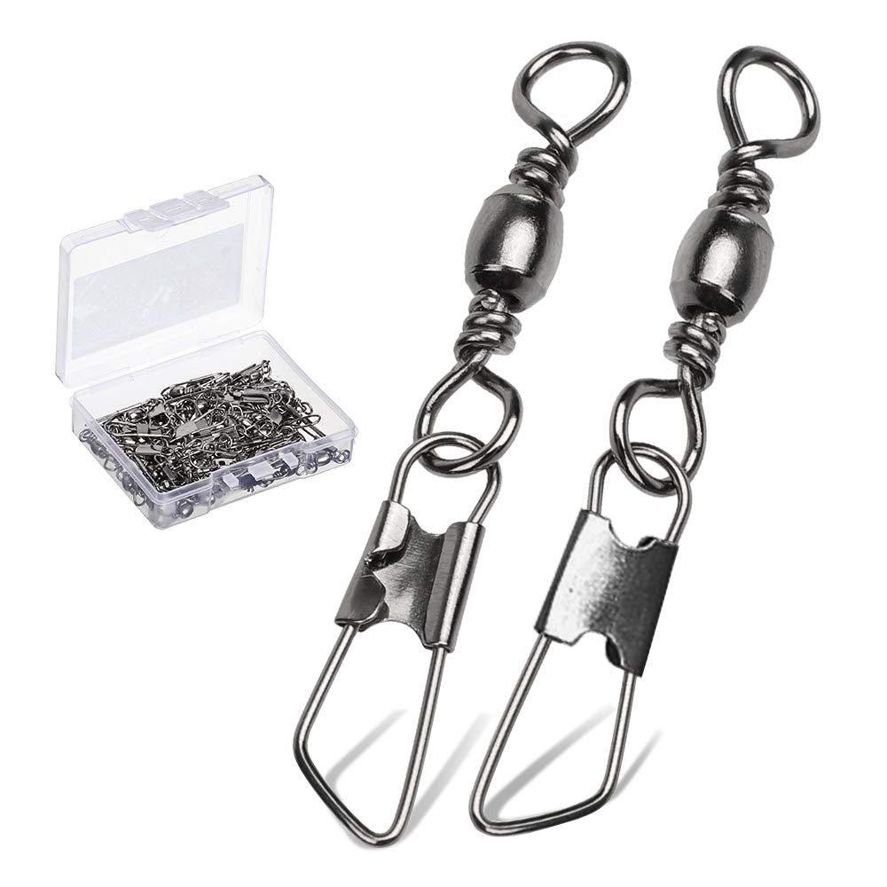 Stainless Steel Snap Swivel Saltwater High Strength Snaps Fishing Barrel Line...