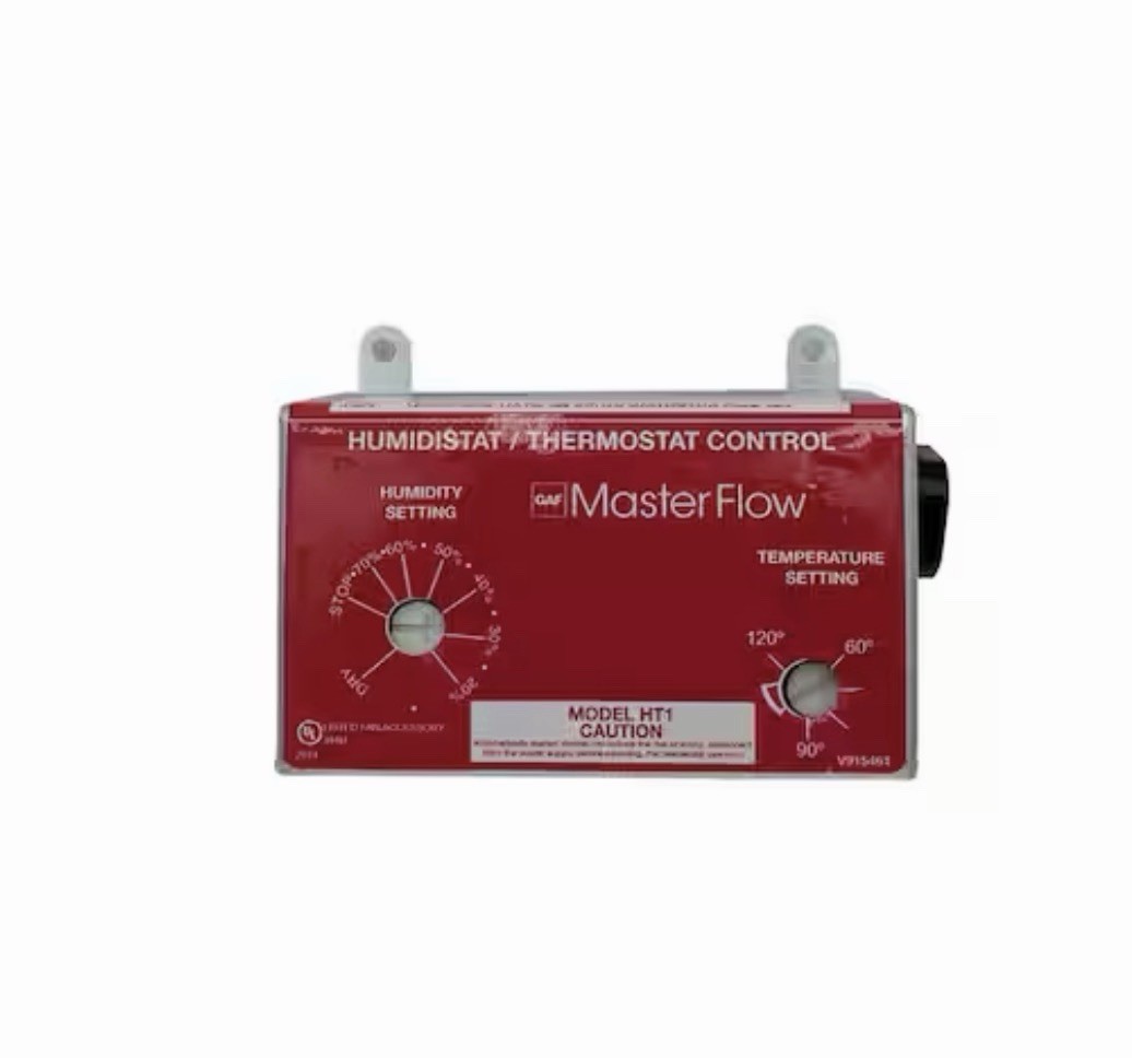 Master Flow Automatic Adjustable Humidistat/Thermostat Control Power Vent HT1
