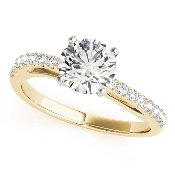 Lab-Created 1.50 Ct Round Cut VVS1 Diamond Engagement Ring 14K Yellow Gold FN