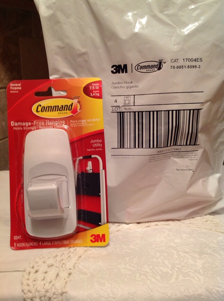 Command Jumbo Plastic Hook with Adhesive Strips, 4-Hooks