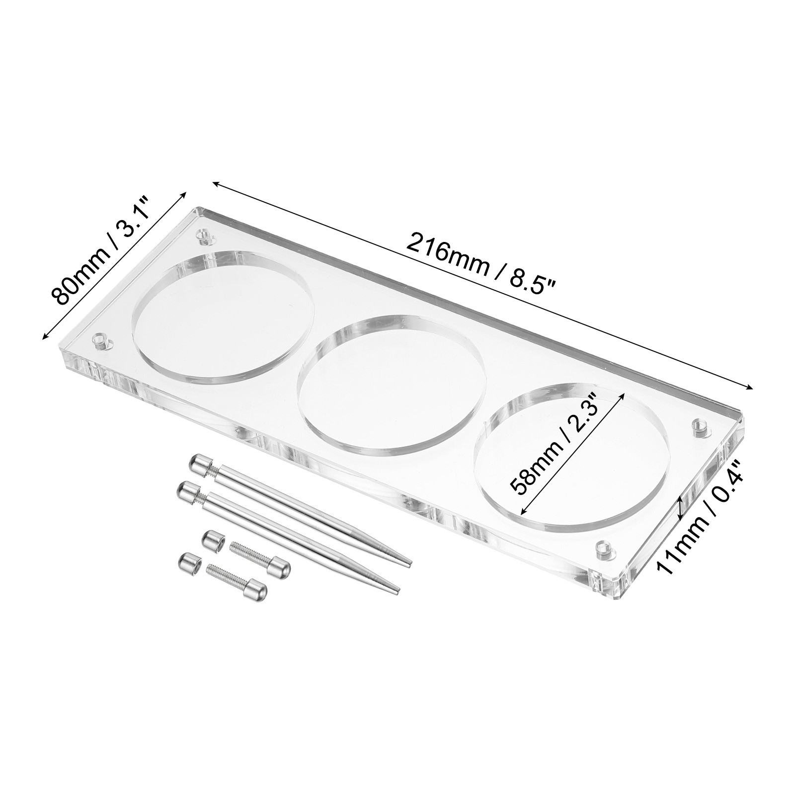 2.3" Acrylic Coin Display Frame 3D Floating Display Case Holder 3 Slots