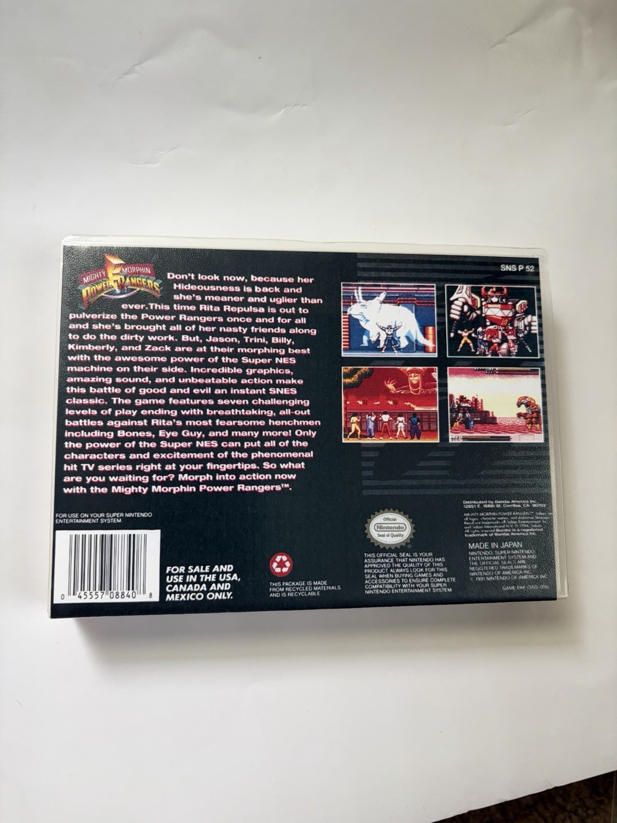 Mighty Morphin Power Rangers SNES Custom Case
