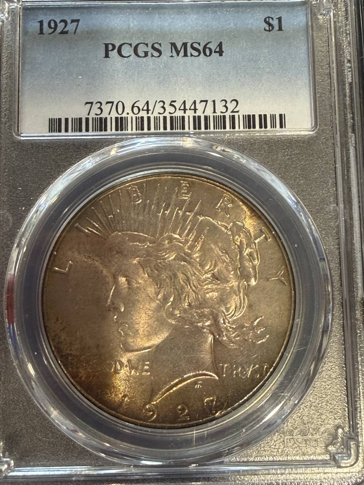 1927 P Peace Silver Dollar PCGS MS-64
