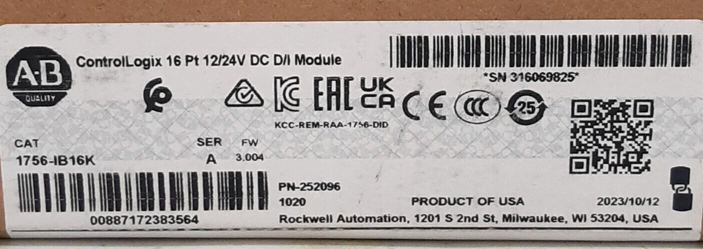 Allen-Bradley 1756-IB16K ControlLogix Input Module - FACTORY SEALED