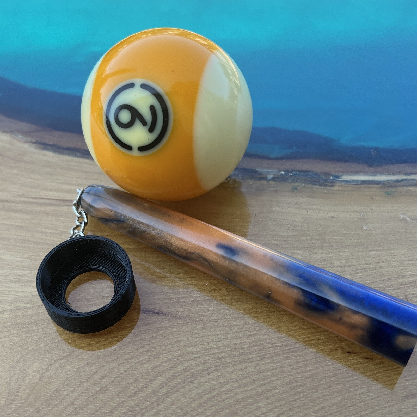 Pocket Pool Billiard Chalk Holder Orange & Blue Square, Round or Octagon Holde