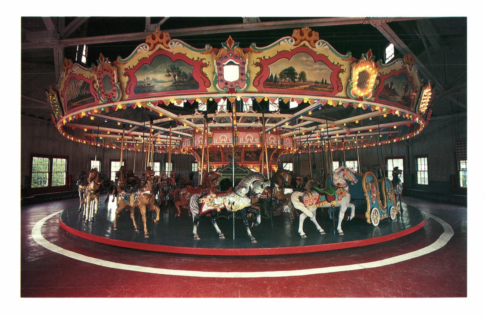 Antique Carousel Merry-Go-Round Heritage State Park Holyoke MA Postcard