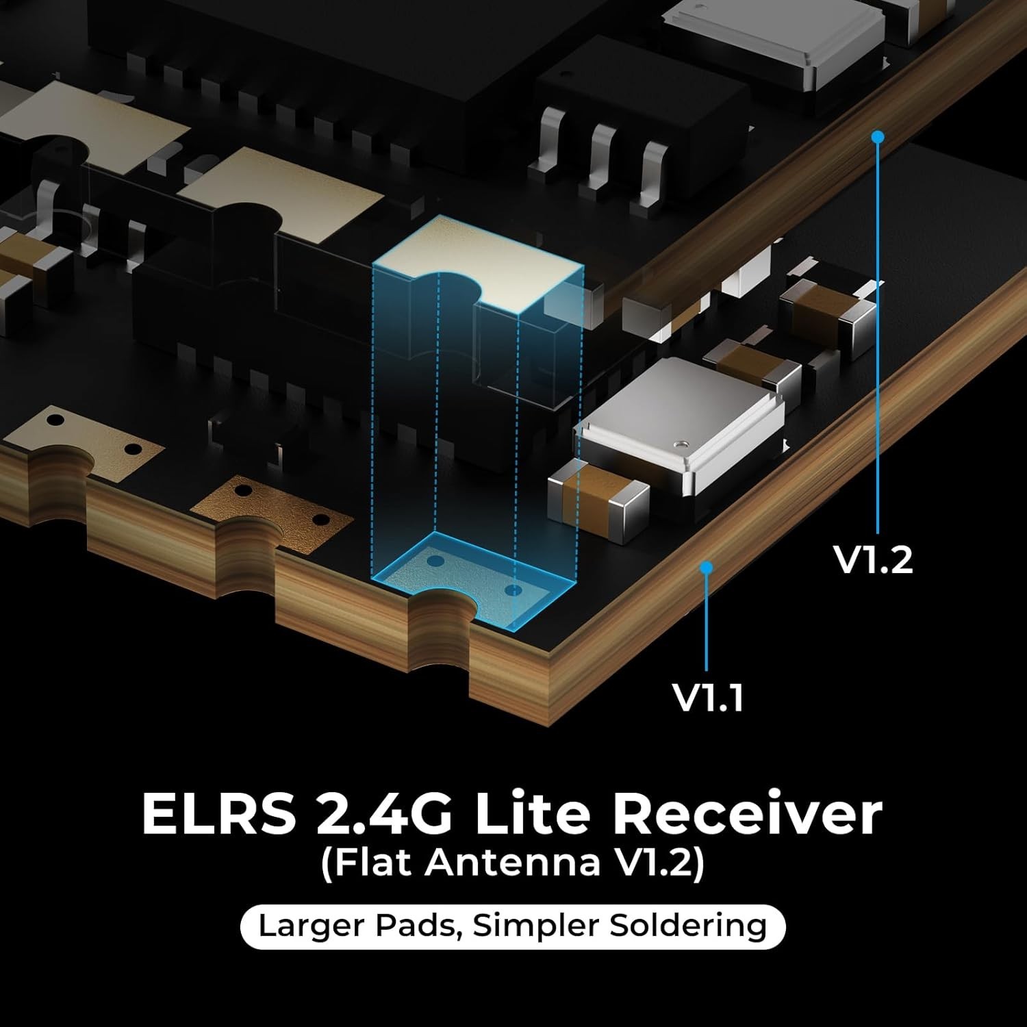 Compact ExpressLRS 2.4G Receiver with Flat Antenna - Optimal for Racing Drones