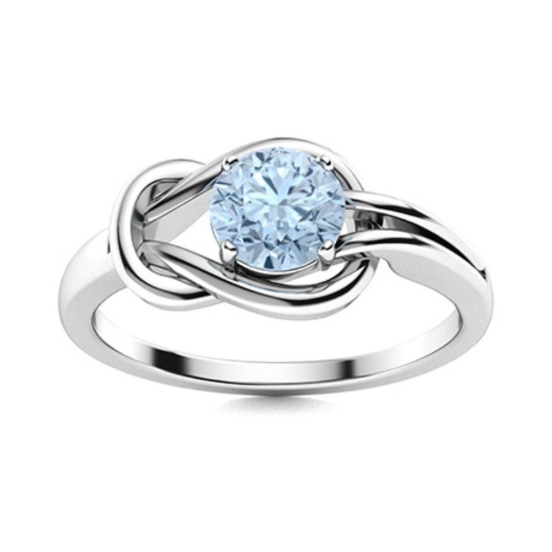 925 Sterling Silver Aquamarine Stone March Solitaire Sister Promise Ring