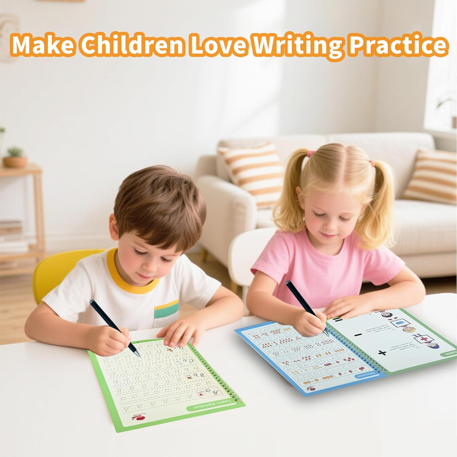 Large Magic Grooved Writing Practice Books for Kids, Reusable Handwriting Workbo