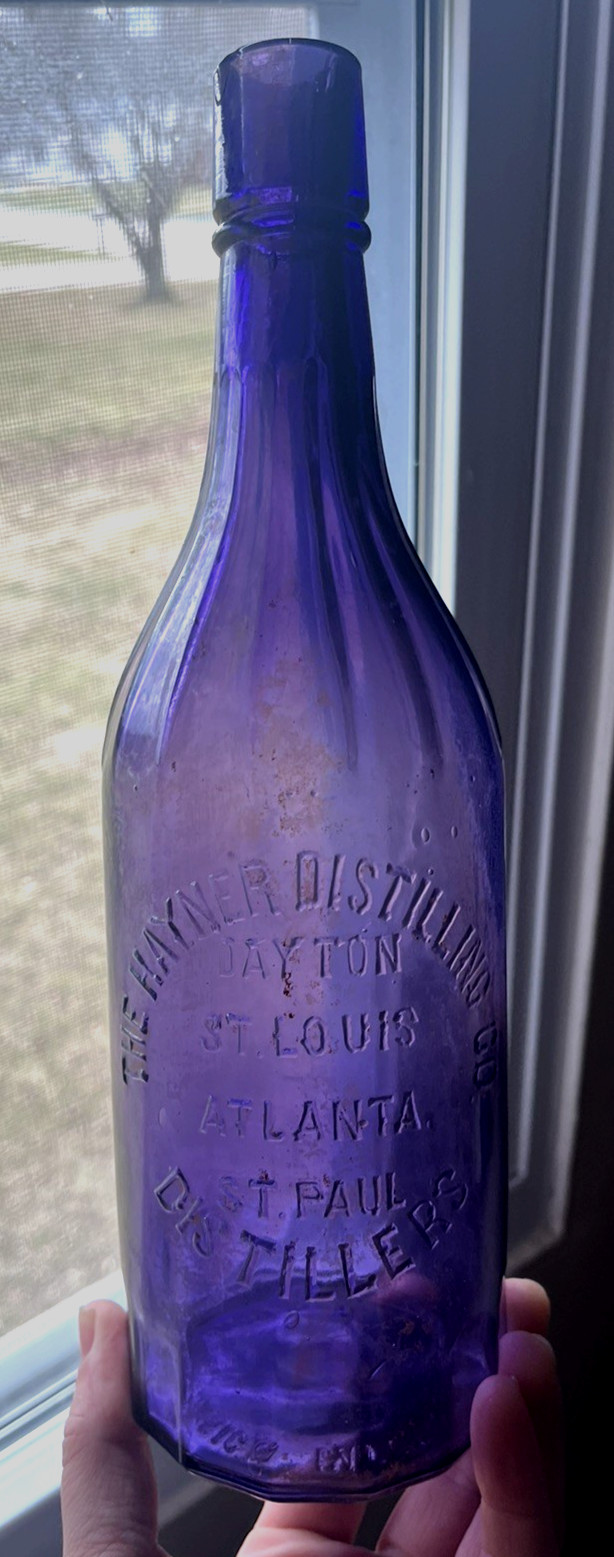 NICE AMETHYST COLORED QUART HAYNER WHISKEY BOTTLE 4 CITIES 1905 ERA DUG L@@K