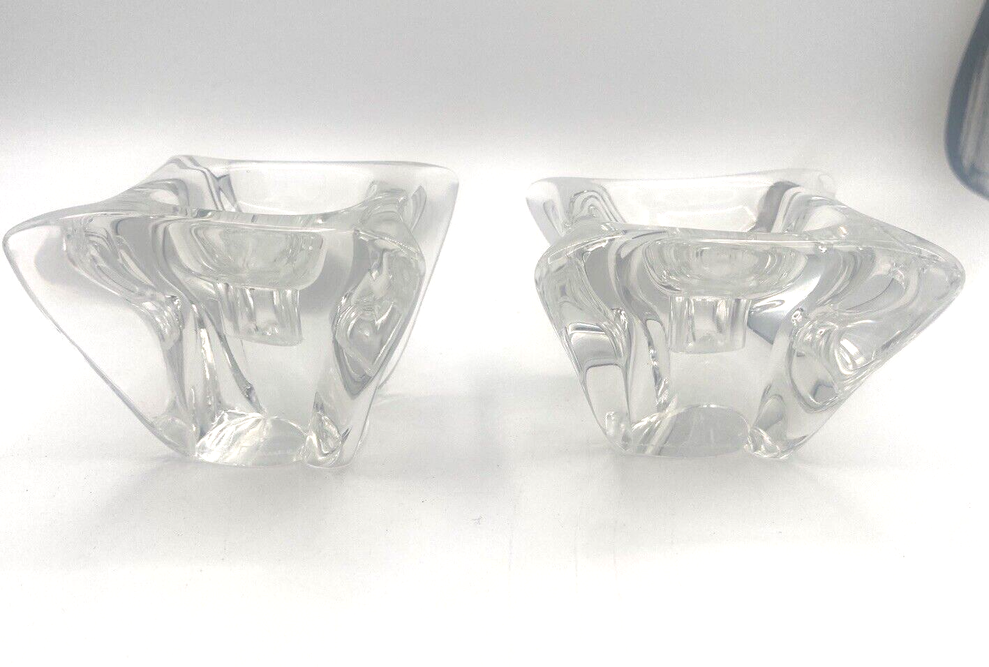 Glass Crystal Taper Candle Holders Square Cube 2”3” Wide
